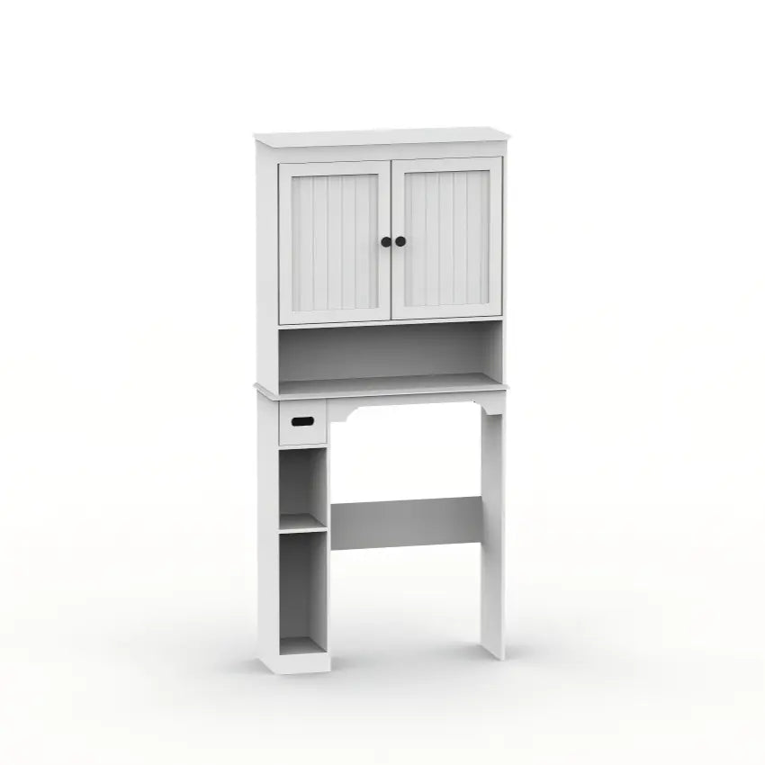 Garvee 66''H Over The Toilet Storage Cabinet, Farmhouse Storage Cabinet with 2 Barn Door & Toilet Paper Holder Stand, Toilet Rack for Bathroom, Laundry Furniture Organizer, White