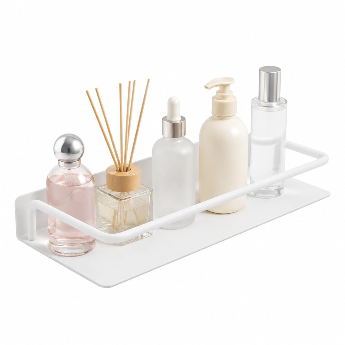 Floating Shelves for Wall with Guardrail, 8 Inch Metal Wall Mounted Storage Shelves, Modern Space-Saving Bathroom Over Toilet Shelves Decor for Living Room, Bedroom, Kitchen & Office