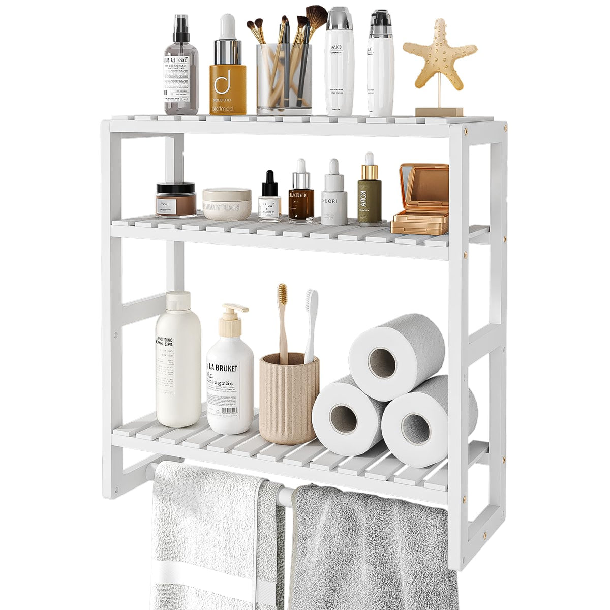Galood Over The Toilet Storage Bathroom Shelves Wall Mounted 3 Tier White