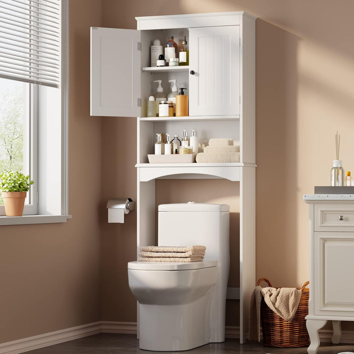Gizoon Over the Toilet Storage Cabinet with Adjustable Shelf, White