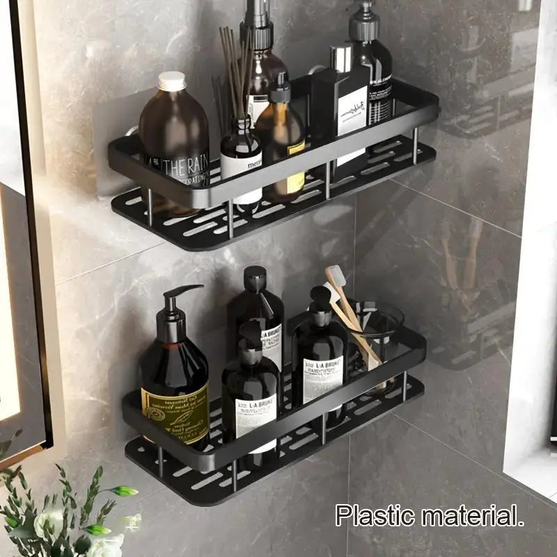 Wall Mounted Bathroom Shelf, 1 Count Aluminum Wall Mounted Storage Rack, Modern Bathroom Storage Rack, Kitchen Storage Rack, Home Organizer, Bathroom Organization, Bathroom Organizing Accessories, Bathroom Organizer Supplies