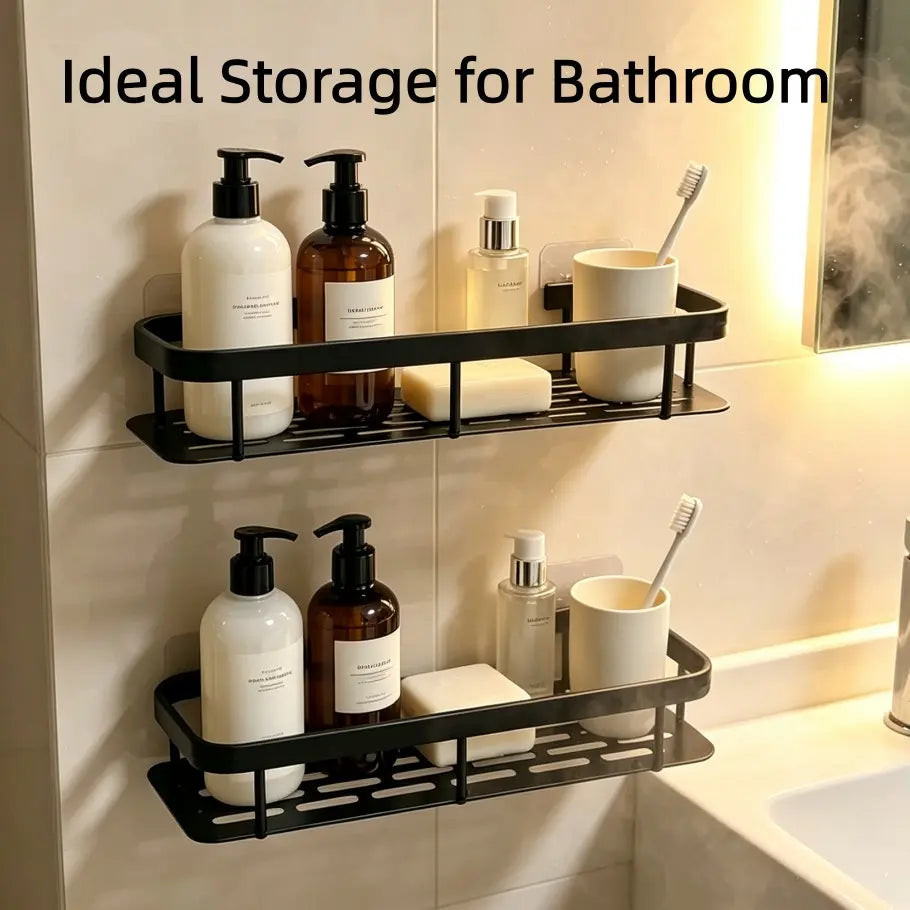 2-Piece Metal Bathroom Organizer Rack, No-Drill Shelf, Wall-Mounted Durable Shower Organizer Storage for Bathrooms, Kitchens, Cosmetics, Gifts