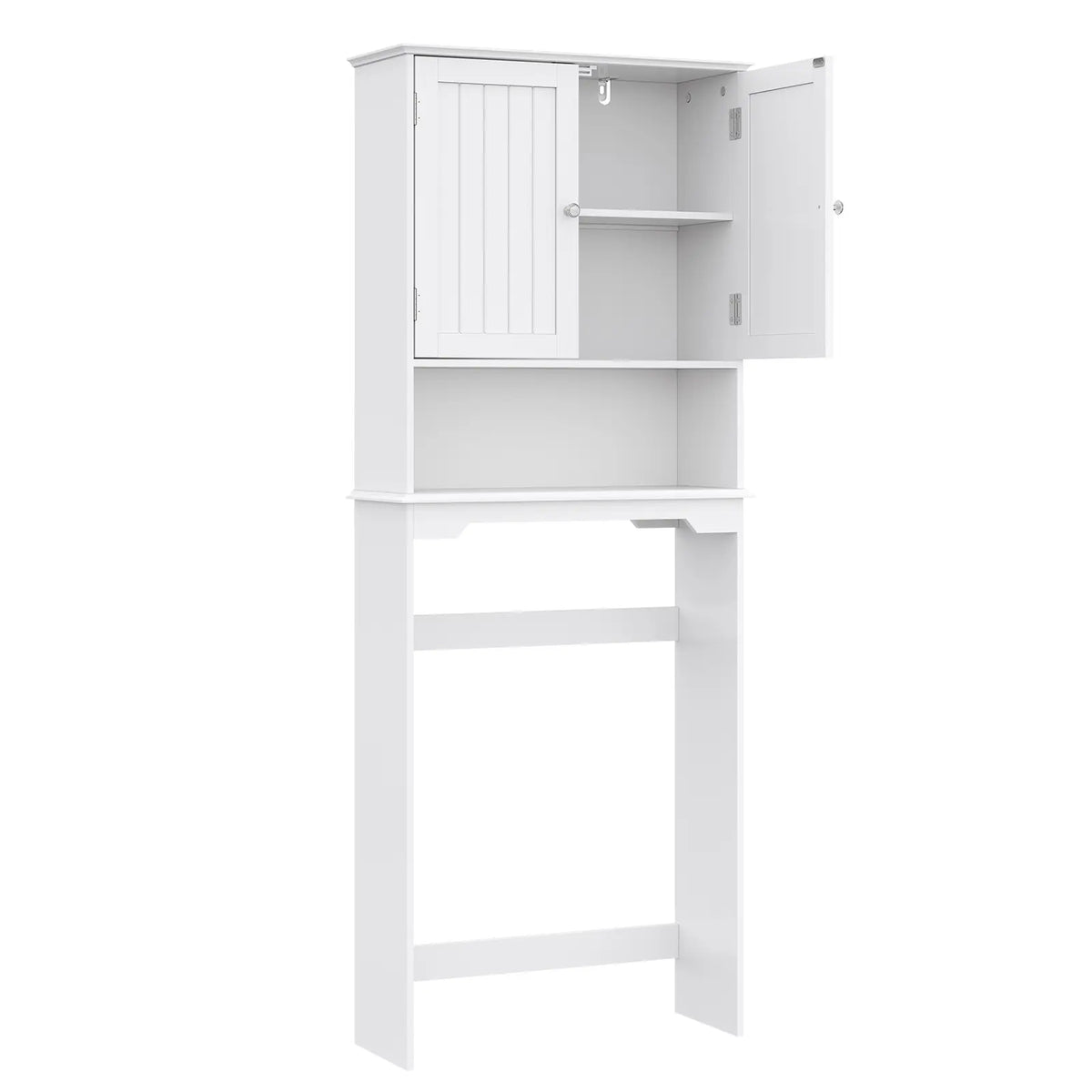 Sweetcrispy Over the Toilet Storage Cabinet, Bathroom Storage Cabinet Over Toilet with Double Doors and Adjustable Shelf, Freestanding Toilet Rack for Bathroom,White, Black