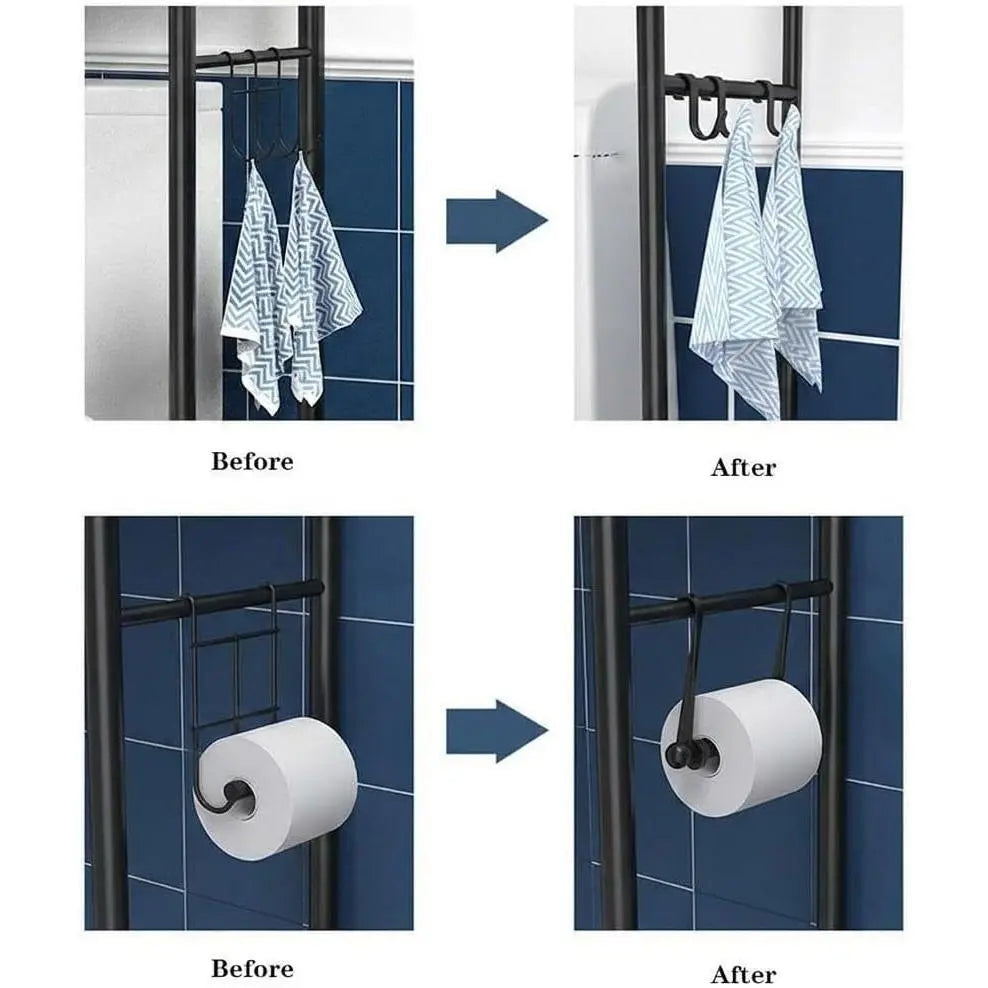 2/3-Tier Over The Toilet Storage Shelf, Space Saving Stainless Steel Bathroom Rack Storage Organizer with Towel Hooks & Toilet Paper Holder for Bathroom, Restroom, Laundry