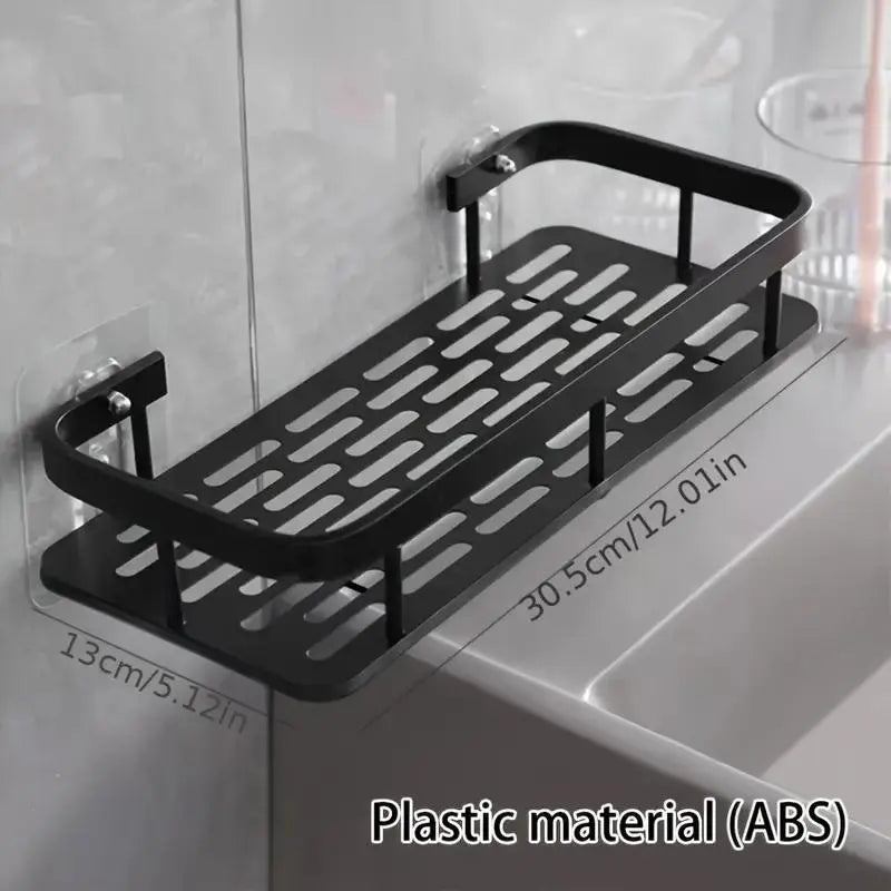Wall Mounted Bathroom Shelf, 1 Count Aluminum Wall Mounted Storage Rack, Modern Bathroom Storage Rack, Kitchen Storage Rack, Home Organizer, Bathroom Organization, Bathroom Organizing Accessories, Bathroom Organizer Supplies