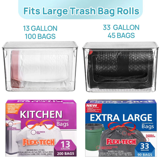 【Under Sink Reset】Vtopmart 2/4 Pack Trash Bag Holder, Stackable Garbage Bag Dispenser for 13/30/33 Gallon Bags, Clear Organizer Bins for Under Kitchen Sink, Laundry Room Organization and Storage, DealsForYouDays, summerwins