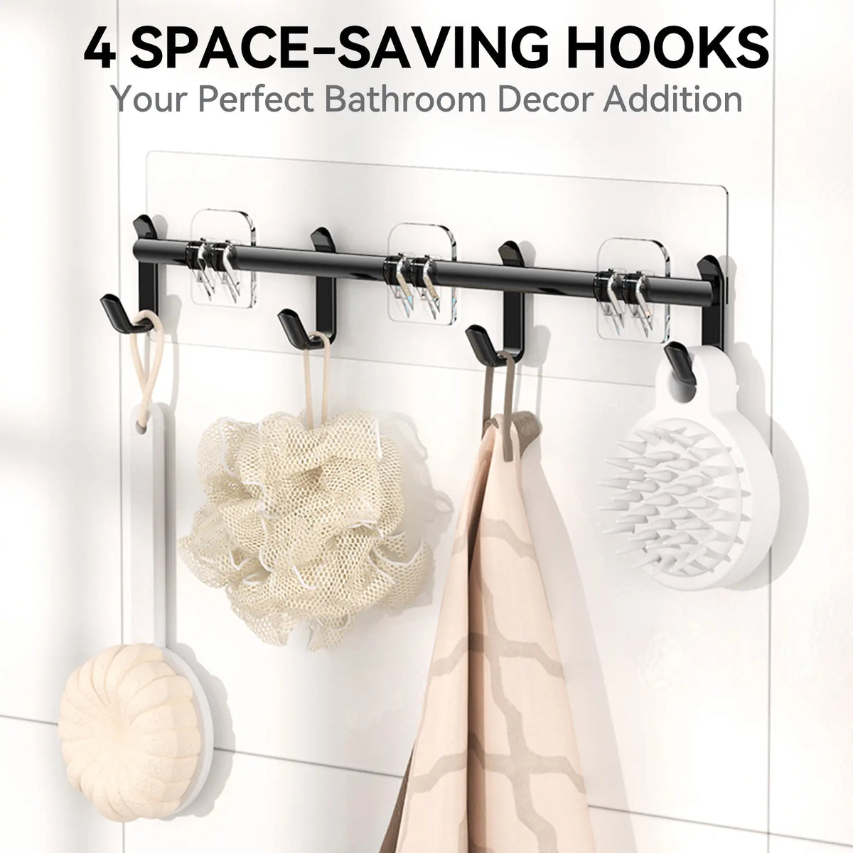 YASONIC  Shower Caddy, 2/5/6 Pack Black bathroom accessories, wall organizer, No Drill Bathroom Shower Organizers With Removable Hooks, Rust Proof Shower Shelves For Inside Shower, free wall mountshower organizer summerwins,home essentials,sohochic