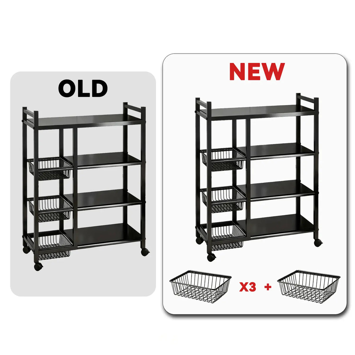 Metal Adjustable Shelf & Basket Storage Rack for Home - Ideal for Kitchen Pantry, Garage, Under Sink, Tool Use, Great Housewarming Gift