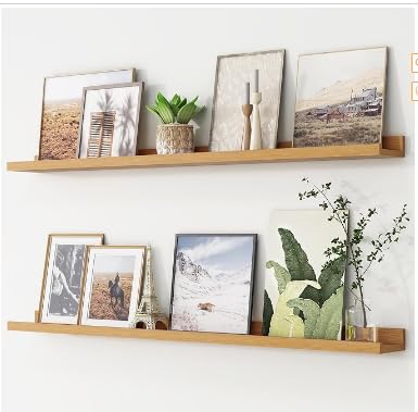 Boswillon Floating Shelves Set of 2, Small Wall Shelf with Lip, 16in, White