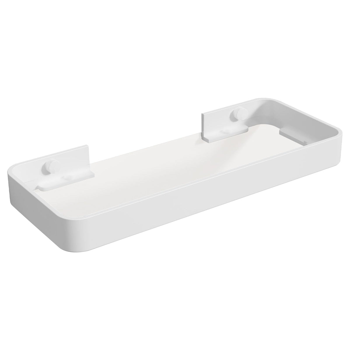 Danpoo 12-Inch Wall Shelf, Clear Tempered Glass with Matte Black Aluminum Frame – Versatile Floating Bathroom Organizer
