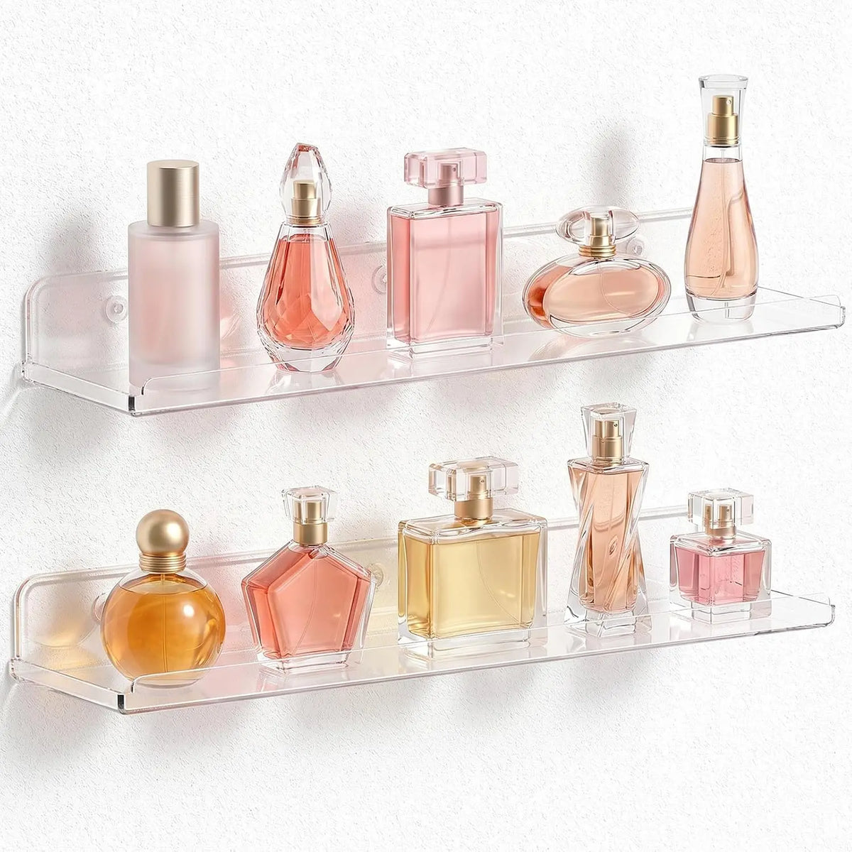 Floating Shelves for Bathroom 14" Clear, 4 Pack