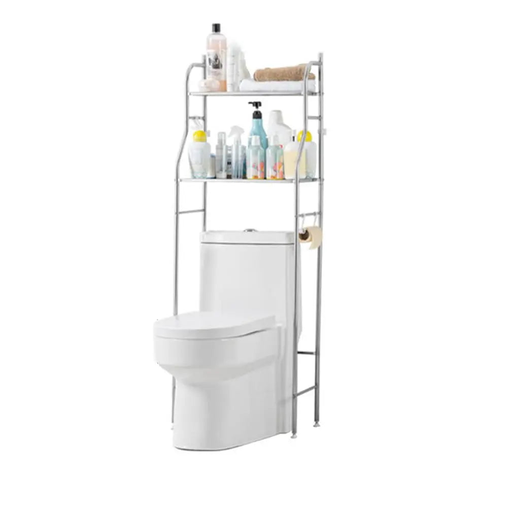 Space-Saving Over Toilet Storage Rack - 3-Tier Metal Bathroom Organizer Shelf with Removable Towel Hooks & Toilet Paper Holder, Durable Freestanding Shelf for Bathroom, Laundry Room, Dorm