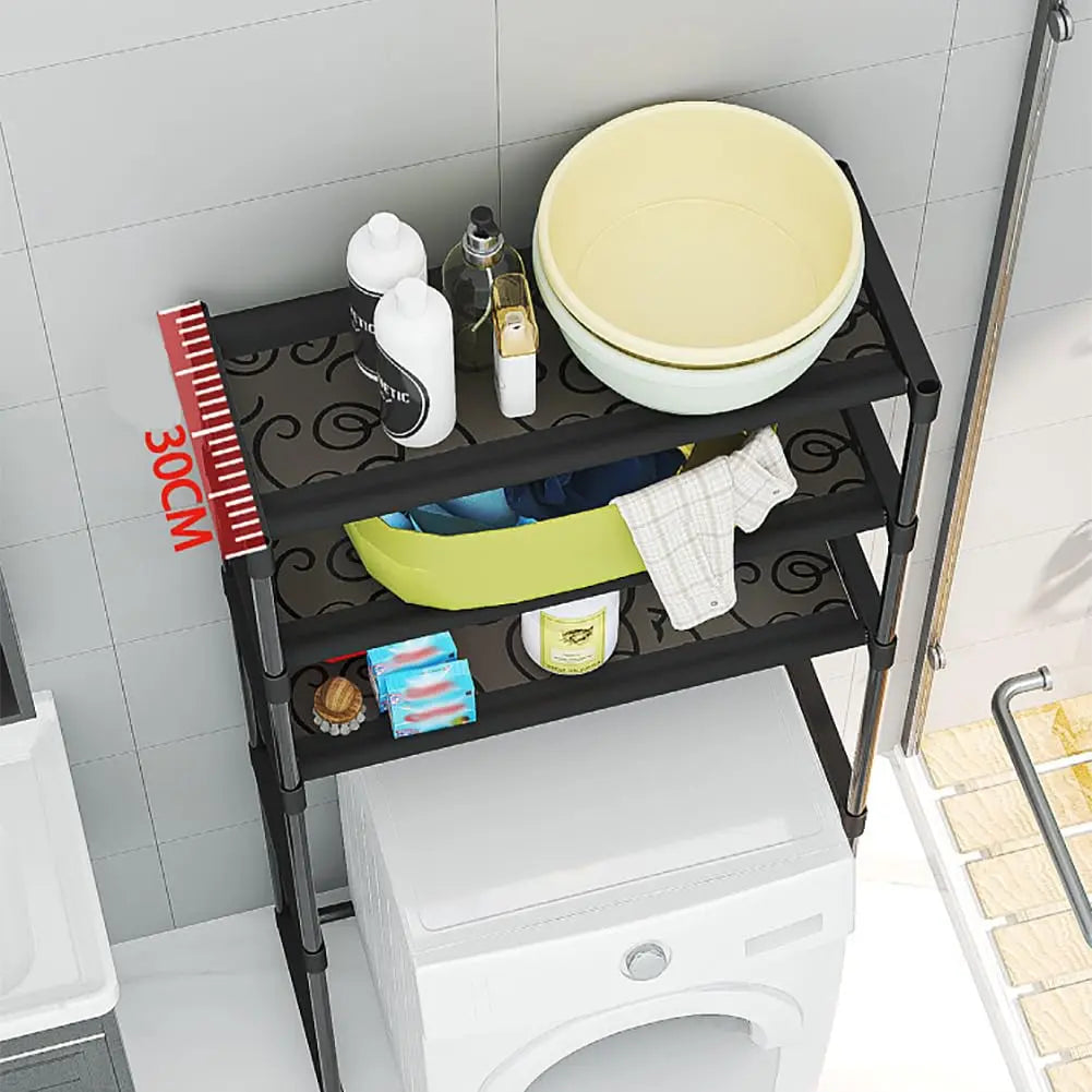 3‑Tier Over‑the‑Toilet Storage Rack, Freestanding Bathroom Space‑Saving Shelf Organizer with Waterproof Iron Frame, Easy‑to‑Assemble Storage Unit for Bathroom, Laundry Room and Kitchen