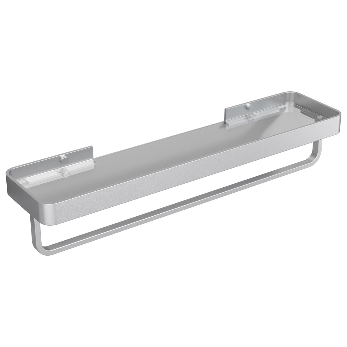 Danpoo 12-Inch Wall Shelf, Clear Tempered Glass with Matte Black Aluminum Frame – Versatile Floating Bathroom Organizer