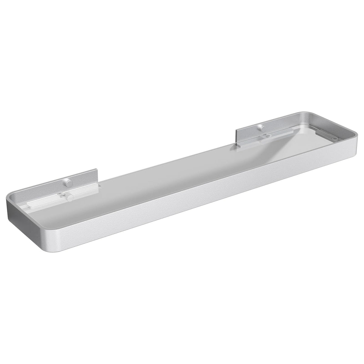 Danpoo 12-Inch Wall Shelf, Clear Tempered Glass with Matte Black Aluminum Frame – Versatile Floating Bathroom Organizer
