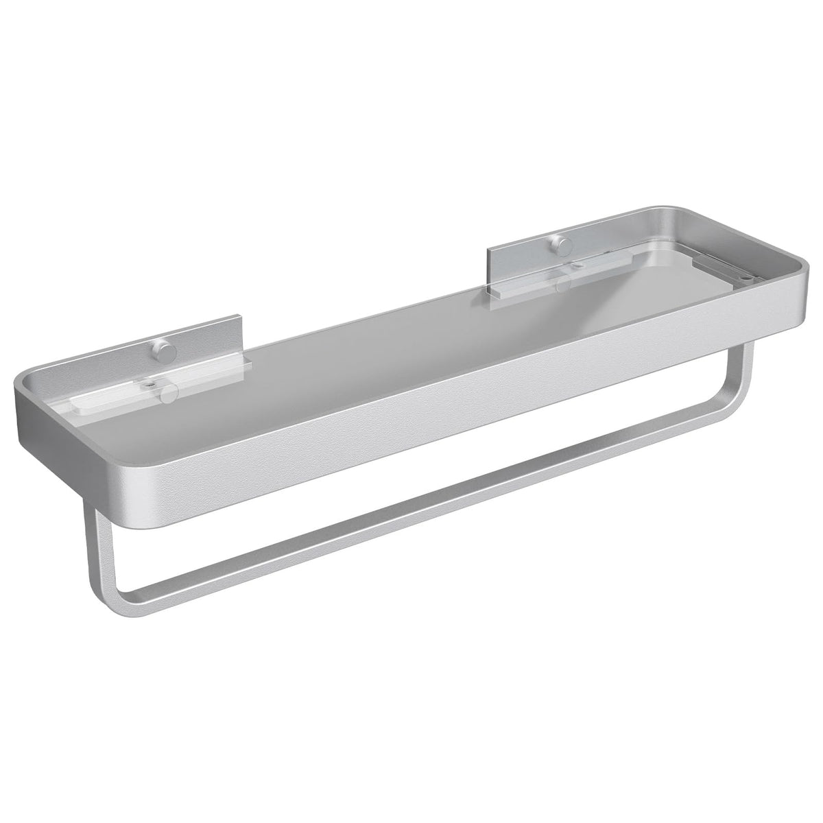 Danpoo 12-Inch Wall Shelf, Clear Tempered Glass with Matte Black Aluminum Frame – Versatile Floating Bathroom Organizer