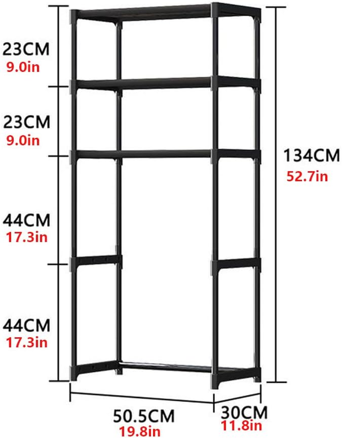 Over the Toilet Storage Cabinet, 3-Tier Metal Bathroom Organizer Shelf, Stable Freestanding Above Toilet Shelf for Bathroom, Laundry, Balcony, Space Saver(Black)
