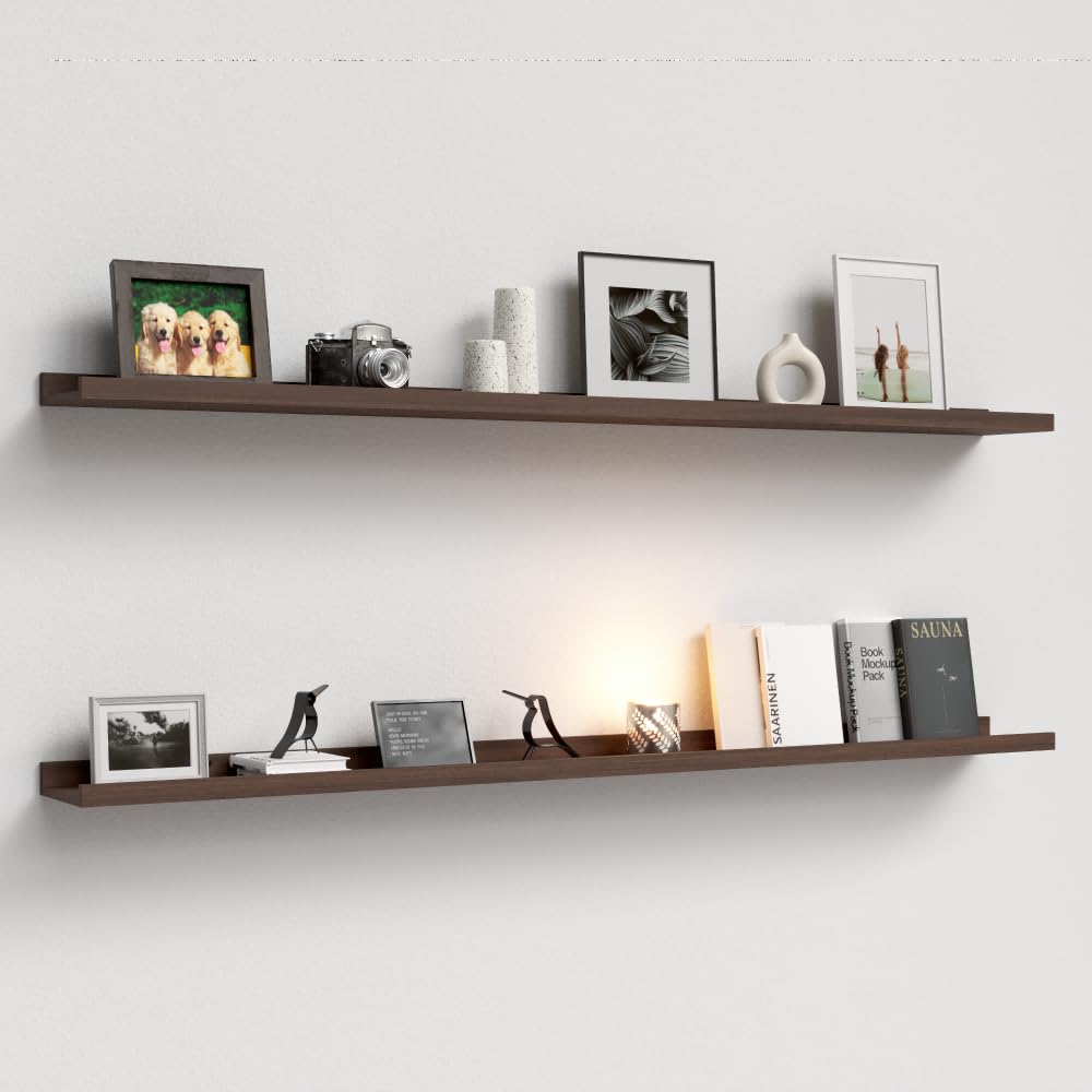 Boswillon Floating Shelves Set of 2, Small Wall Shelf with Lip, 16in, White