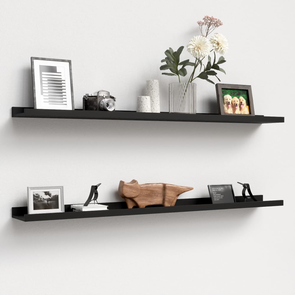 Boswillon Floating Shelves Set of 2, Small Wall Shelf with Lip, 16in, White