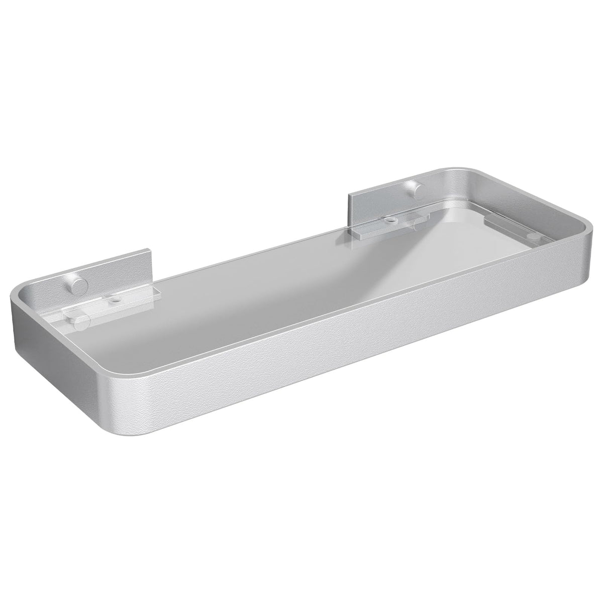 Danpoo 12-Inch Wall Shelf, Clear Tempered Glass with Matte Black Aluminum Frame – Versatile Floating Bathroom Organizer