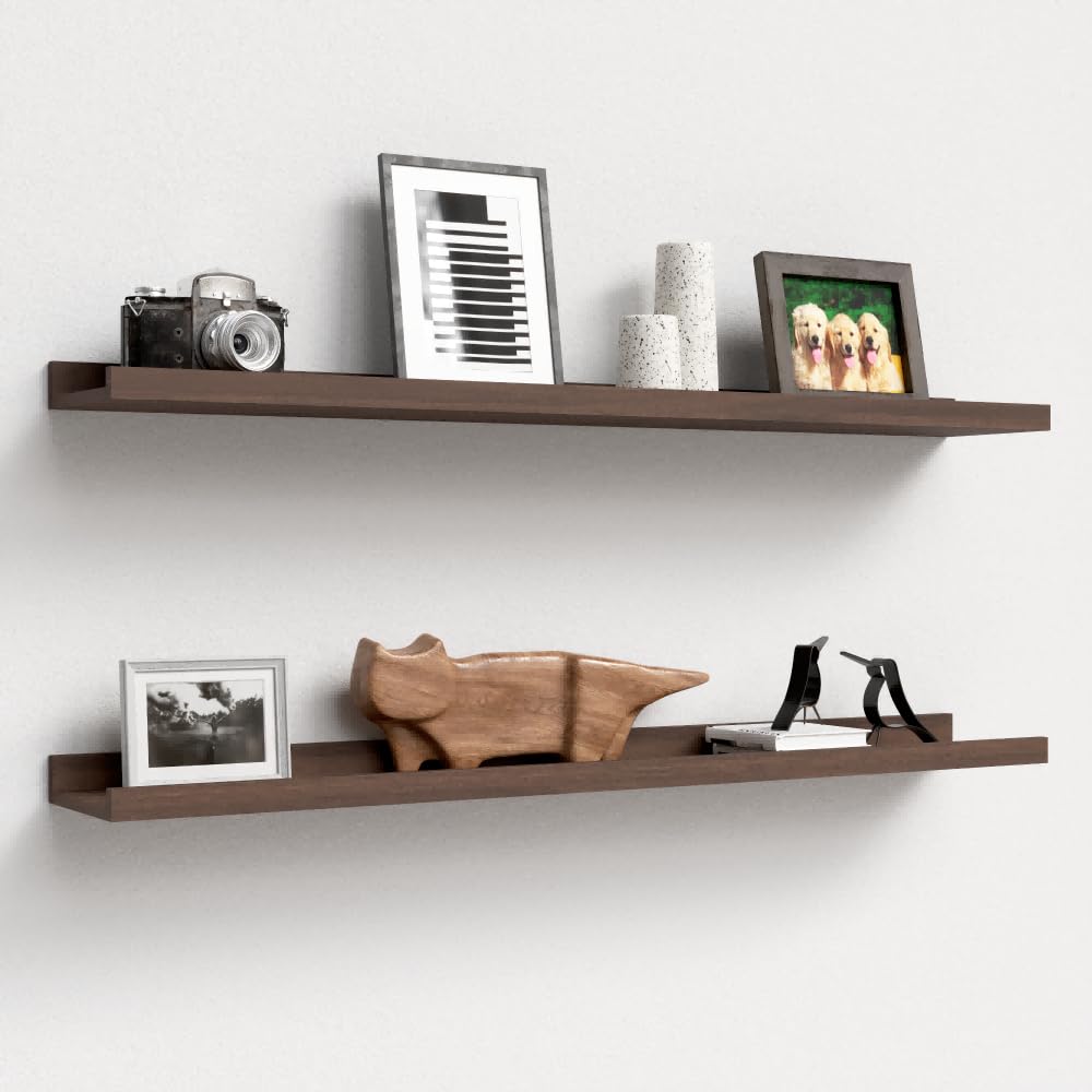 Boswillon Floating Shelves Set of 2, Small Wall Shelf with Lip, 16in, White