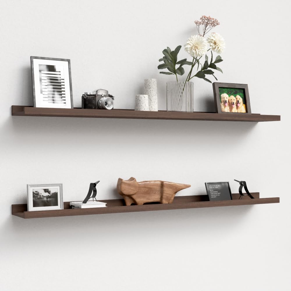 Boswillon Floating Shelves Set of 2, Small Wall Shelf with Lip, 16in, White