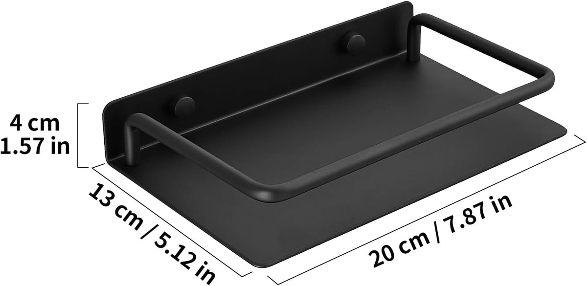 Floating Shelves for Wall with Guardrail, 8 Inch Metal Wall Mounted Storage Shelves, Modern Space-Saving Bathroom Over Toilet Shelves Decor for Living Room, Bedroom, Kitchen & Office