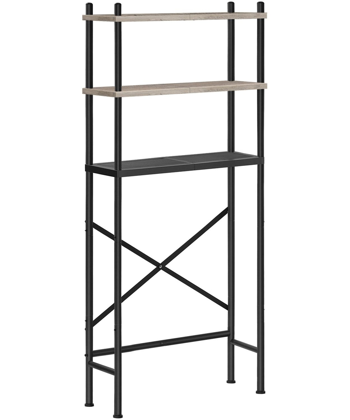 HOOBRO Over the Toilet Storage, 3-Tier Over Toilet Bathroom Organizer, Freestanding Above Toilet Shelf with Adjustable Feet, Space Saving, Easy Assembly, Rustic Brown and Black BF63TS01