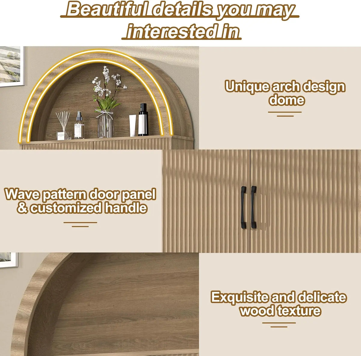 【Super Popular】Dragosum Over The Toilet Storage Cabinet, Arched Cabinet with Doors, Space-Saving Toilet Storage for Bathroom, Laundry, Mini Bar, Free standing Bathroom Organizer with Adjustable Shelf and Anti-Tip Device (Wood),#SohoChic