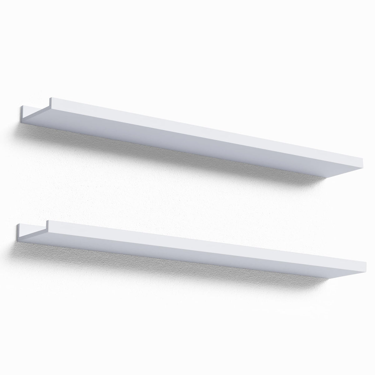 Boswillon Floating Shelves Set of 2, Small Wall Shelf with Lip, 16in, White