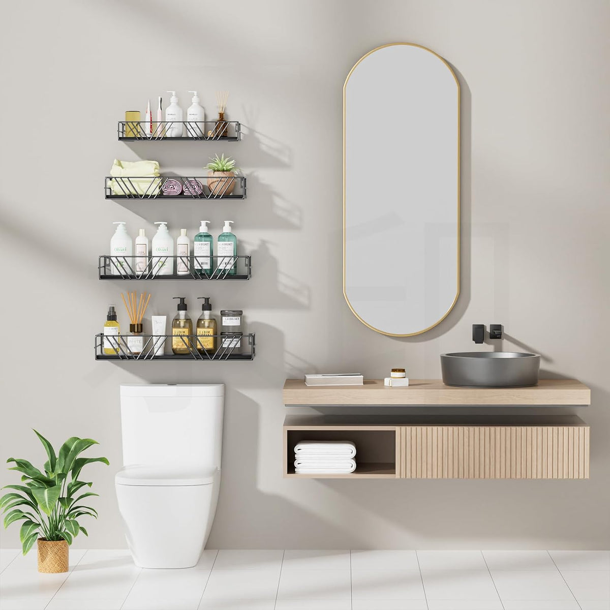 Amaoot Floating Shelves for Wall Set of 4, Wall Shelf Wood Floating Shelf
