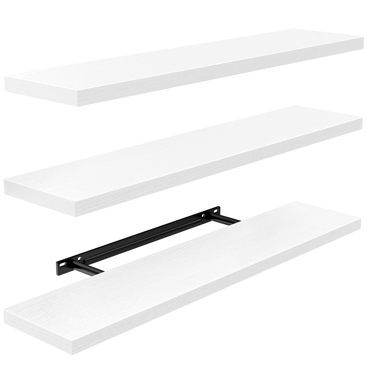 Amada 15.7" Floating Shelves for Wall Decor & Storage, Set of 3, White