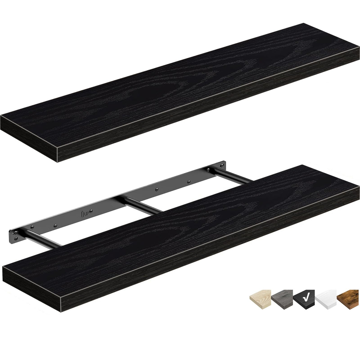 QEEIG Bathroom Floating Shelves for Wall (Brown, Set of 2, 15.7")