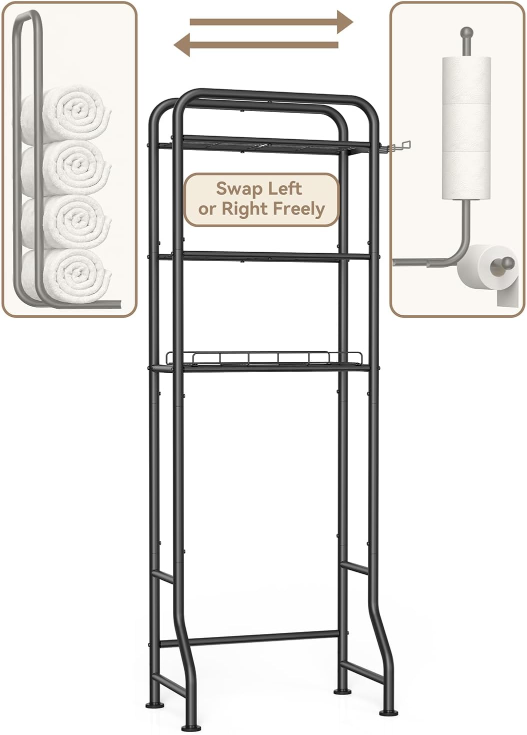 3-in-1 Over the Toilet Storage Rack, 3-Tier Toilet Organizer Shelf