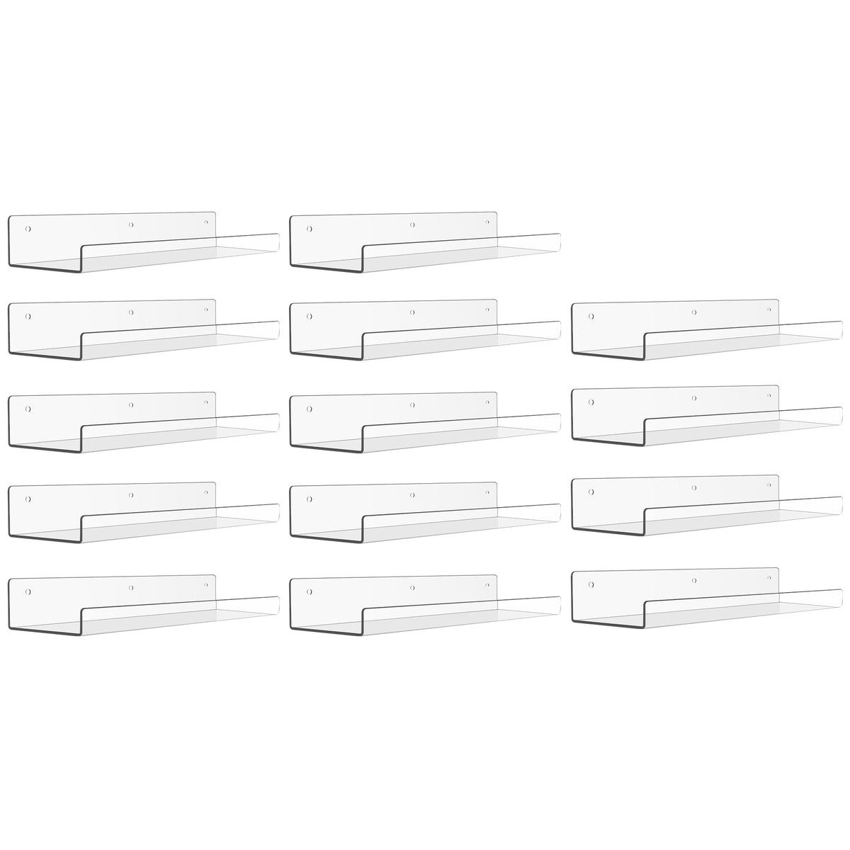upsimples 4 Pcs 15" Acrylic Shelves for Wall Storage and Organizer, Clear