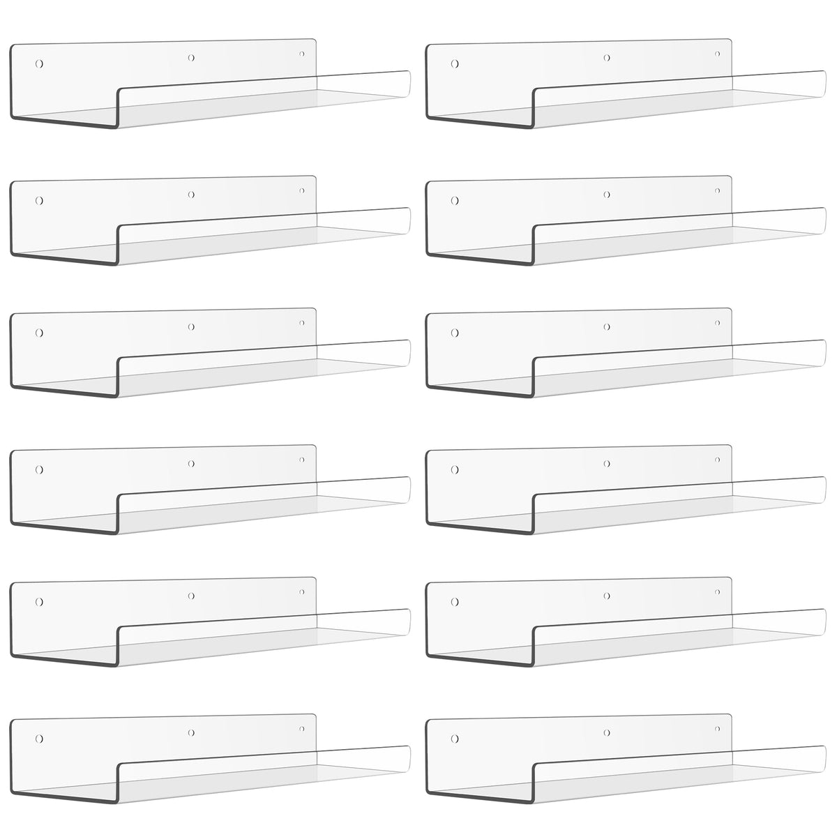 upsimples 4 Pcs 15" Acrylic Shelves for Wall Storage and Organizer, Clear