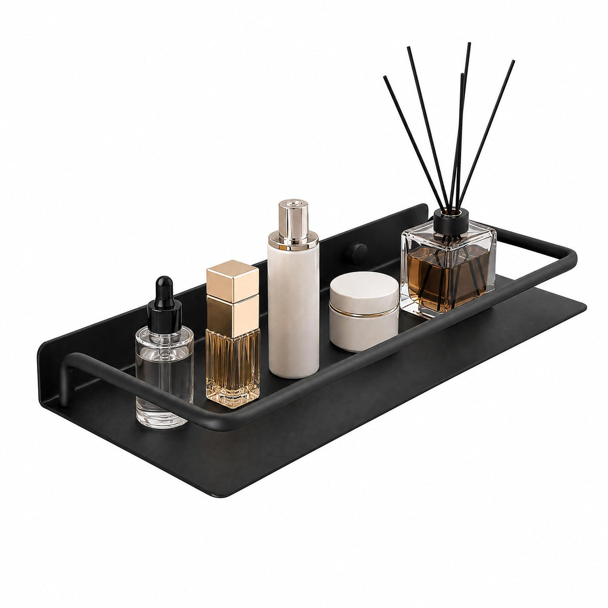 Floating Shelves for Wall with Guardrail, 8 Inch Metal Wall Mounted Storage Shelves, Modern Space-Saving Bathroom Over Toilet Shelves Decor for Living Room, Bedroom, Kitchen & Office