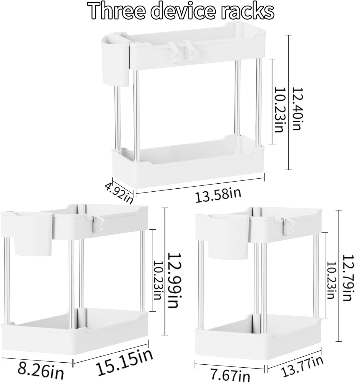 3 Pack Under Sink Organizer Bathroom and Storage Cabinet (White)