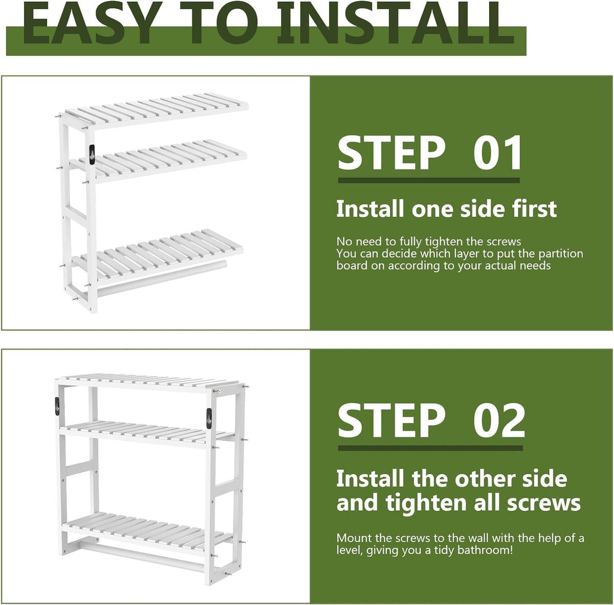 Galood Over The Toilet Storage Bathroom Shelves Wall Mounted 3 Tier White
