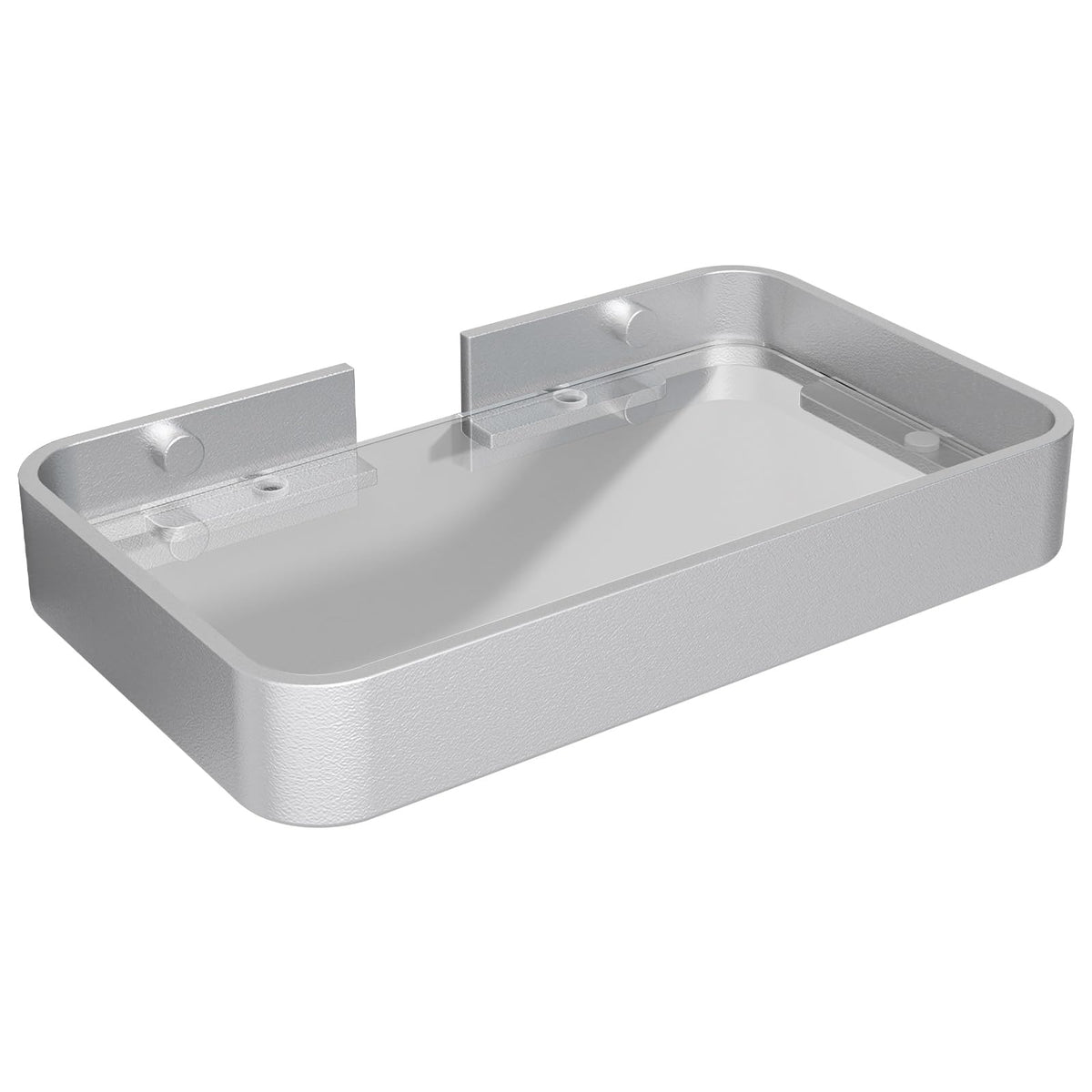 Danpoo 12-Inch Wall Shelf, Clear Tempered Glass with Matte Black Aluminum Frame – Versatile Floating Bathroom Organizer