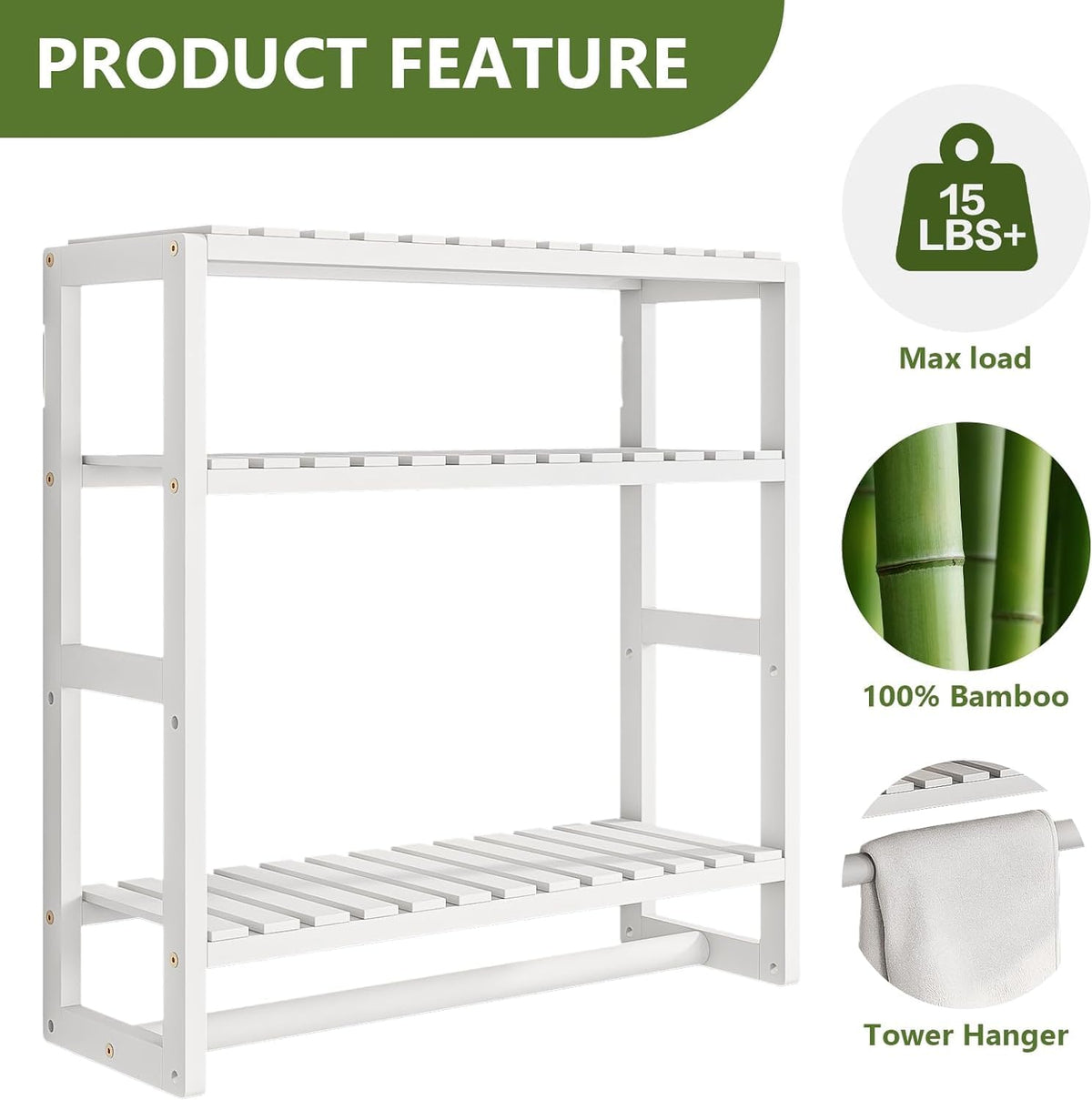 Galood Over The Toilet Storage Bathroom Shelves Wall Mounted 3 Tier White