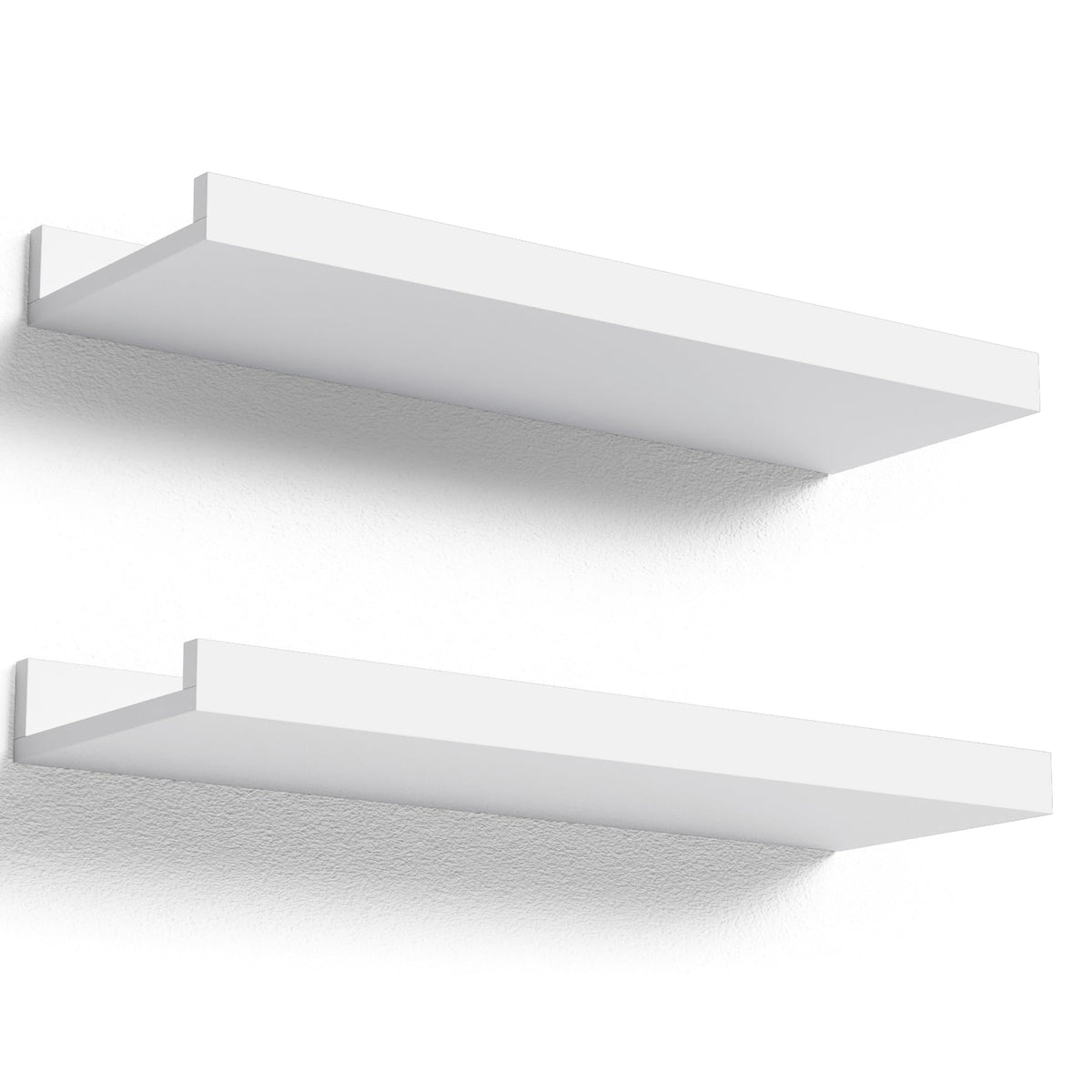 Boswillon Floating Shelves Set of 2, Small Wall Shelf with Lip, 16in, White