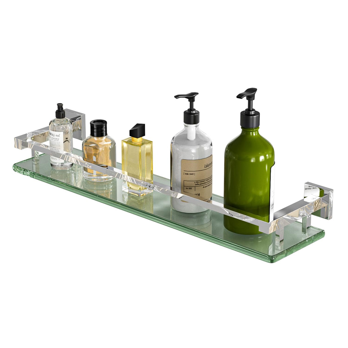 Alise Glass Shelf for Bathroom 16 Inch, Matte Black Floating Glass Shelf