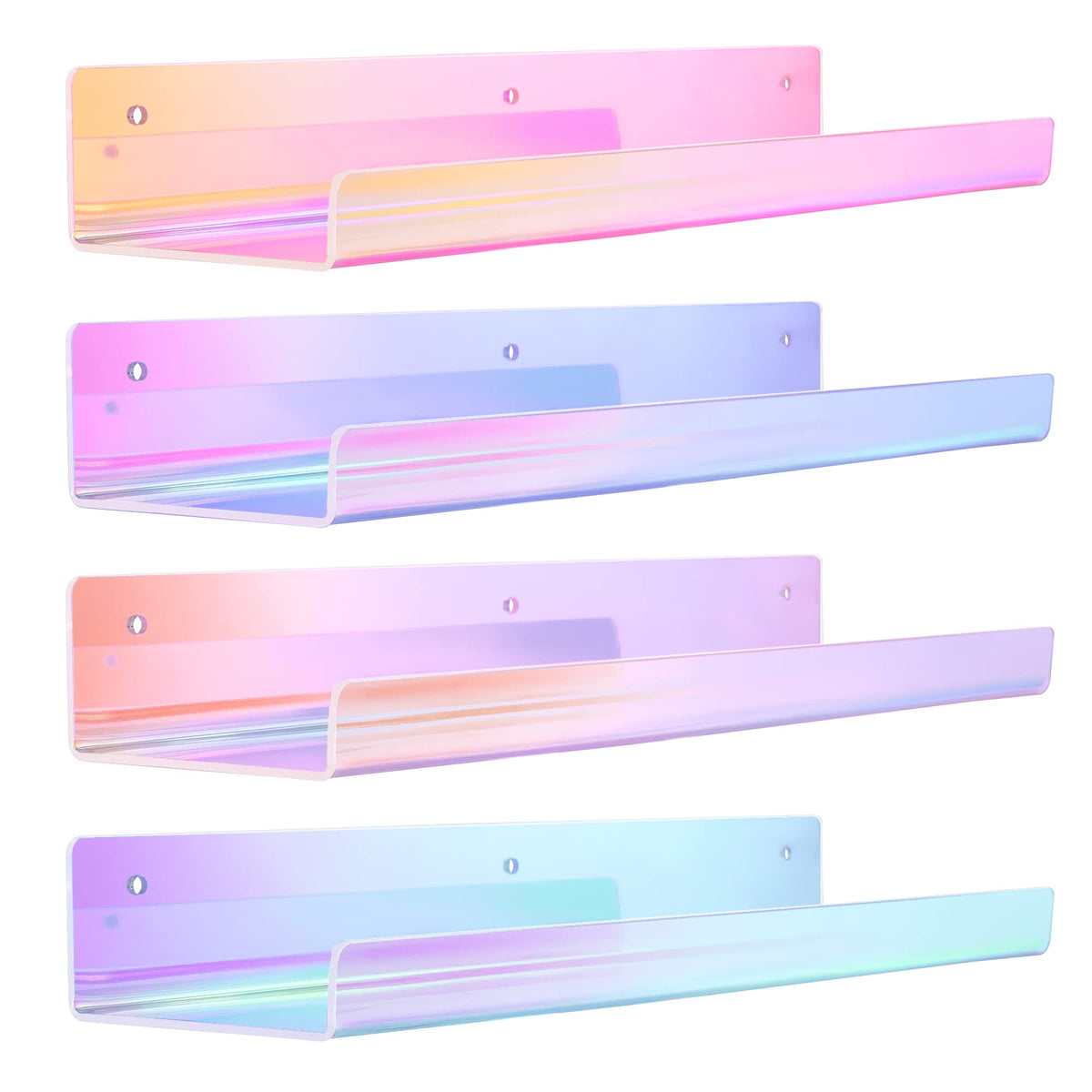 upsimples 4 Pcs 15" Acrylic Shelves for Wall Storage and Organizer, Clear
