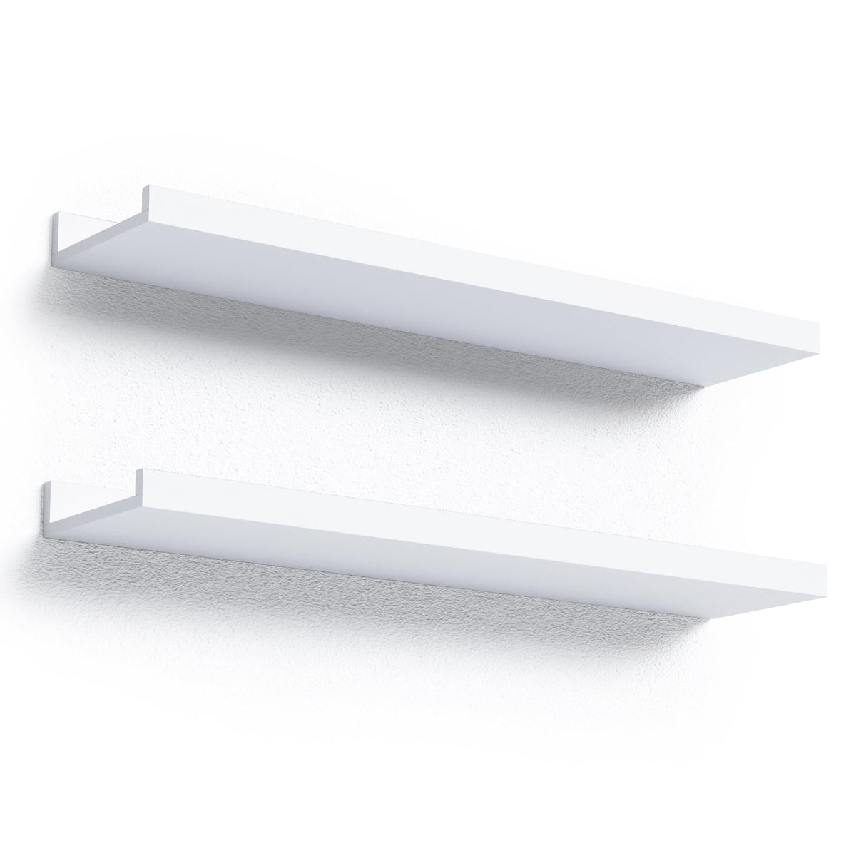 Boswillon Floating Shelves Set of 2, Small Wall Shelf with Lip, 16in, White