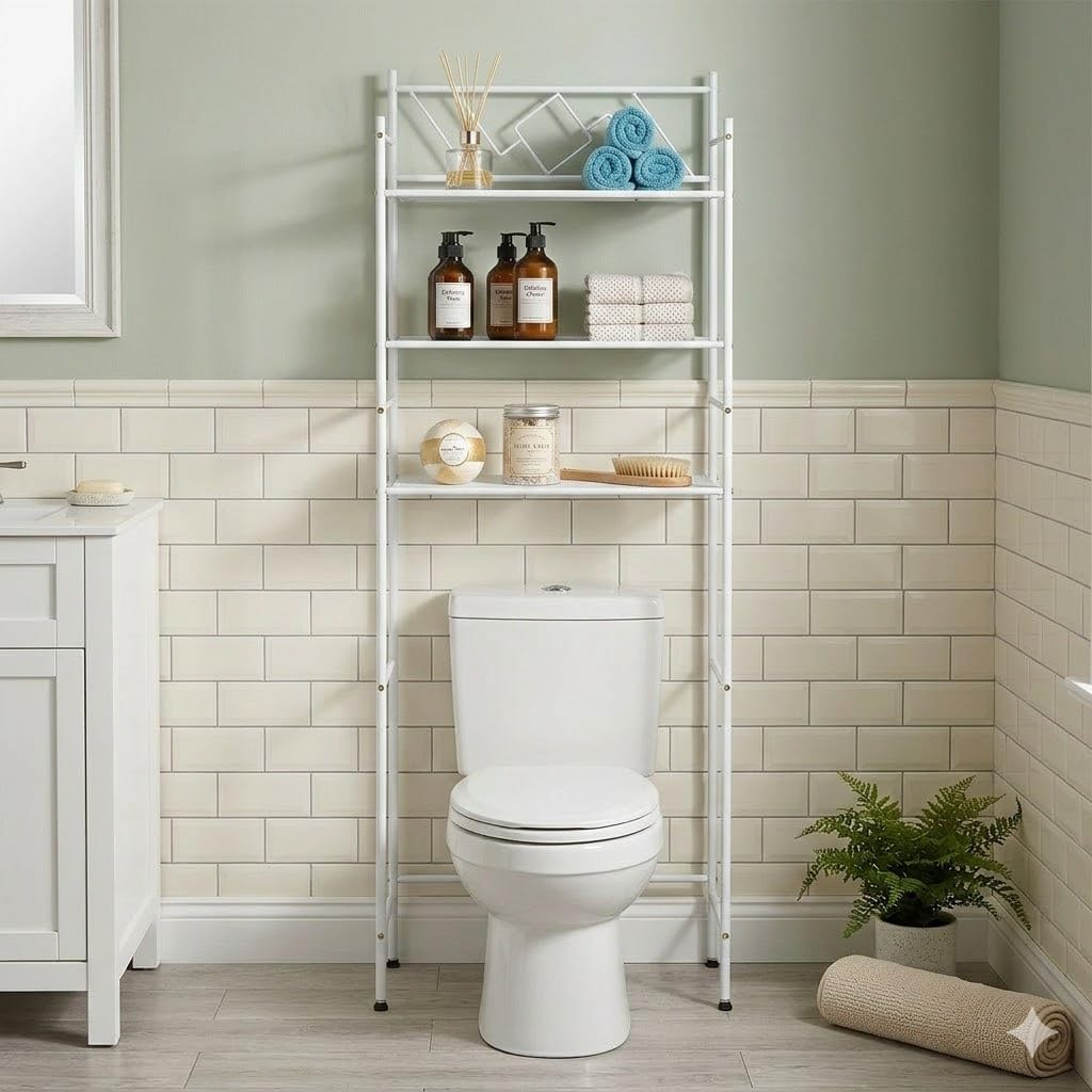 Home Zone Living Over-the-Toilet Bathroom Storage Cabinet Organizer