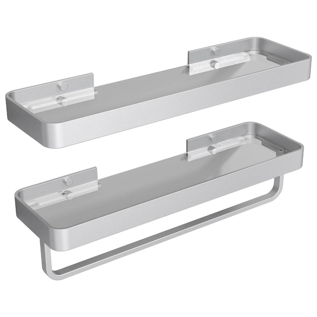 Danpoo 12-Inch Wall Shelf, Clear Tempered Glass with Matte Black Aluminum Frame – Versatile Floating Bathroom Organizer