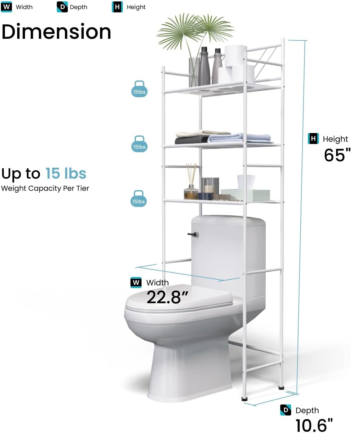 Home Zone Living Over-the-Toilet Bathroom Storage Cabinet Organizer