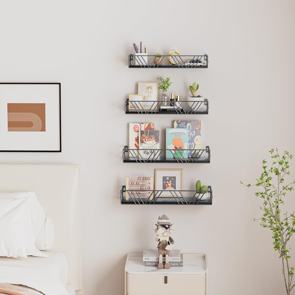 Amaoot Floating Shelves for Wall Set of 4, Wall Shelf Wood Floating Shelf