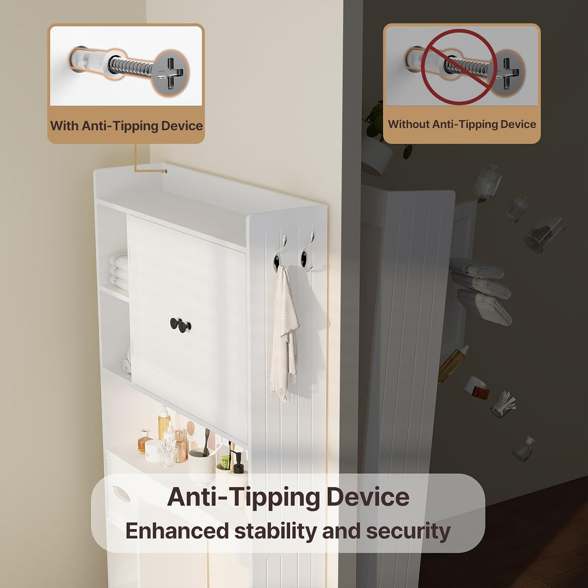 Gizoon 66''H Over The Toilet Storage Cabinet, with Ample Storage Space